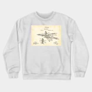 Man Power 1869 Flying Machine, original patent drawing parchment background Crewneck Sweatshirt